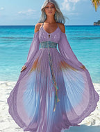 Summer vacation fashion elegant contrast color dress 7240