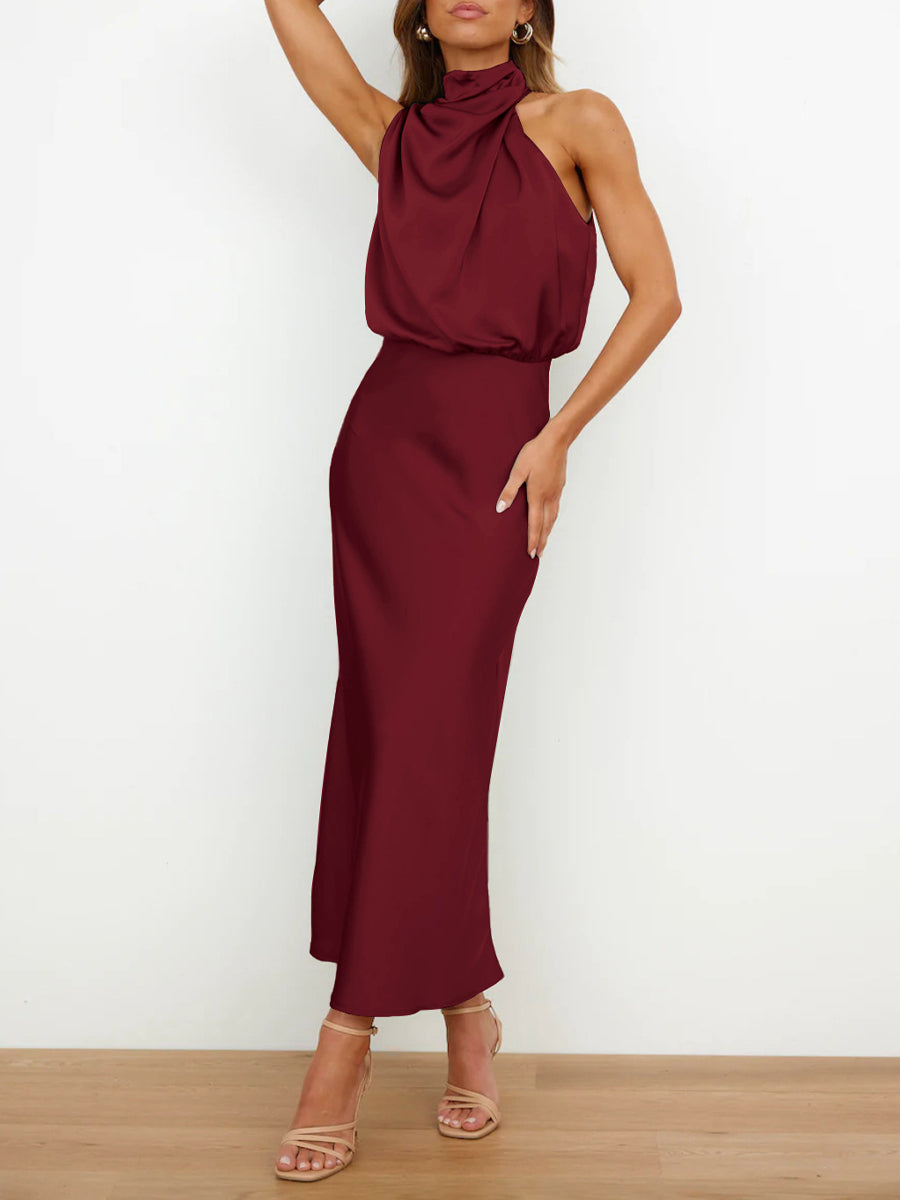 Elegant Sleeveless Satin Evening Gown