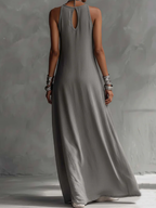 Casual And Cozy Color-blocked Cotton Dress