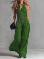 Casual Zippered Cotton Jumpsuit