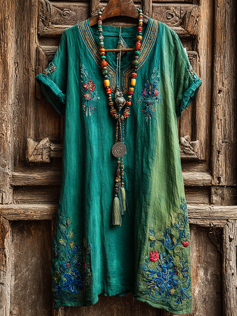 Women's Vintage Floral Print Casual Dress