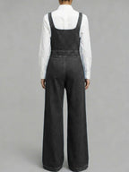 Women's Square-neck Sleeveless Loose-fitting Denim Wide-leg Jumpsuit