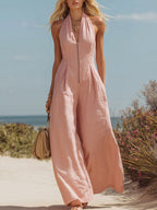 Casual-chic Zip Linen-blend Jumpsuit