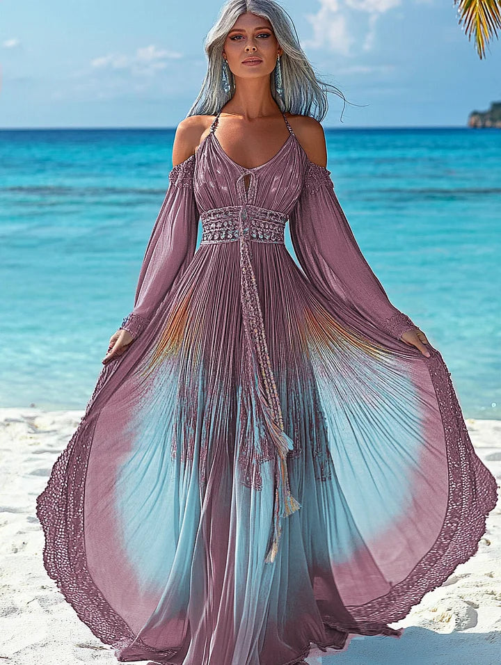 Summer vacation fashion elegant contrast color dress 7240